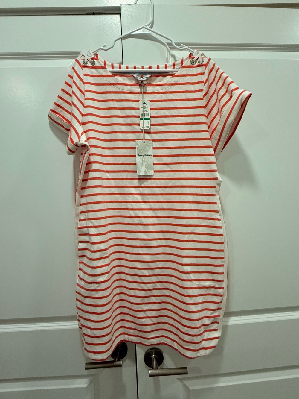 Tommy Bahama Red and White Striped Short Sleeve Tee - Picture 13 of 14